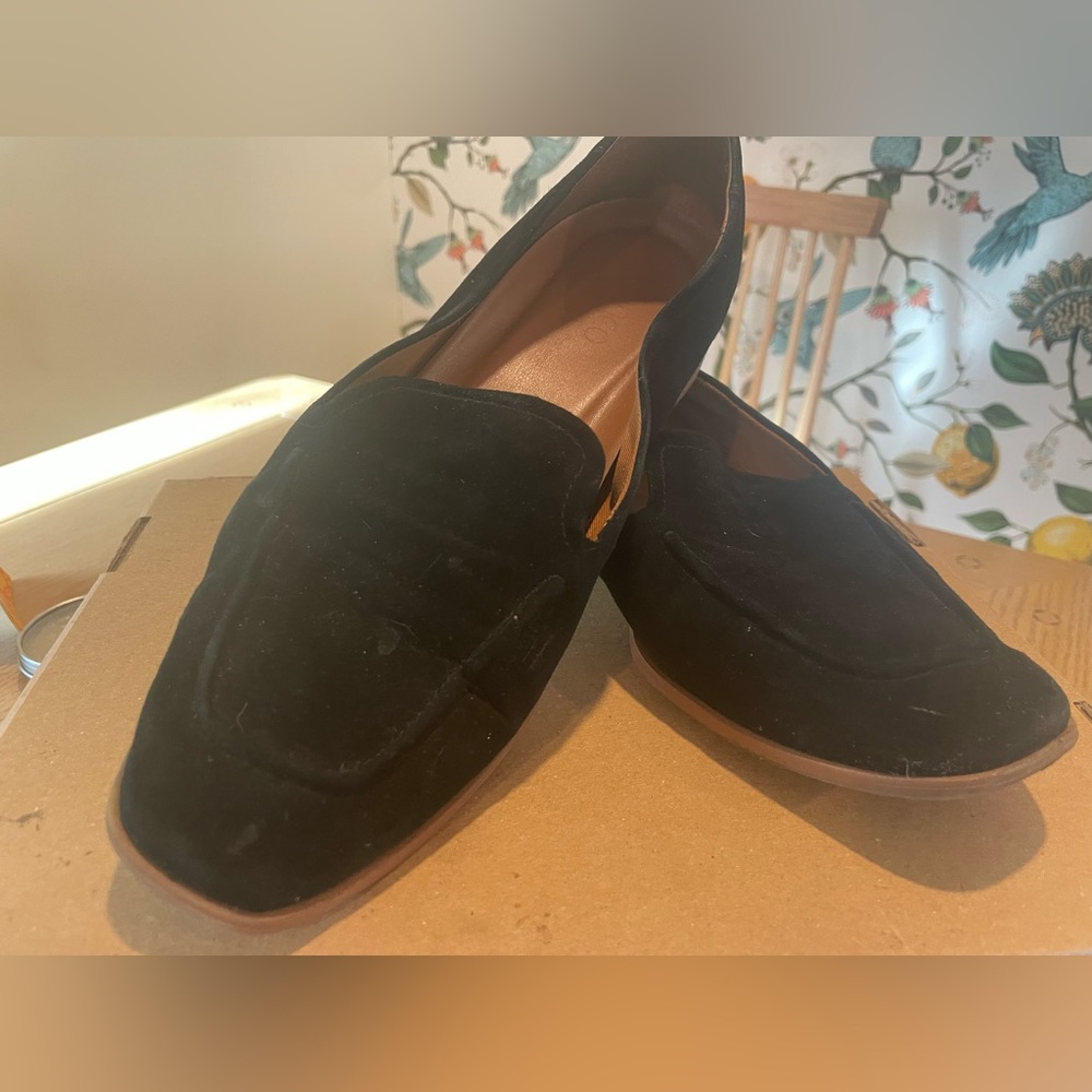 Franco Sarto Black Suede Loafers - Clarise